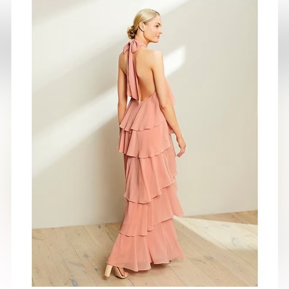 NWT ANTONIO MELANI Mariella Crinkled Chiffon Halter Neck Sleeveless Maxi Dress - Picture 6 of 13